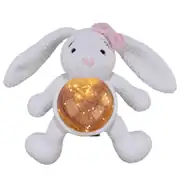 Amigurumi Beyaz Pembe Büyük Tavşan Gece Lambası Pilli Aksesuar Oyuncak 1