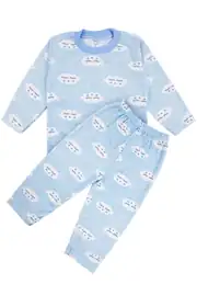Erkek Bebek Bulut Desenli Alt Üst Mavi 2'li Pijama Takım 3