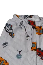 Erkek Bebek Gri Araba Baskılı 2'li Pijama Takımı 5