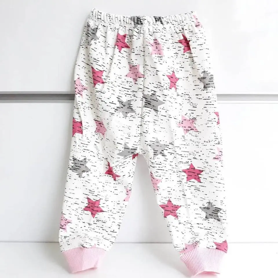 Yıldızlı Pembe Tek Alt Bebek Penye Pijama 3