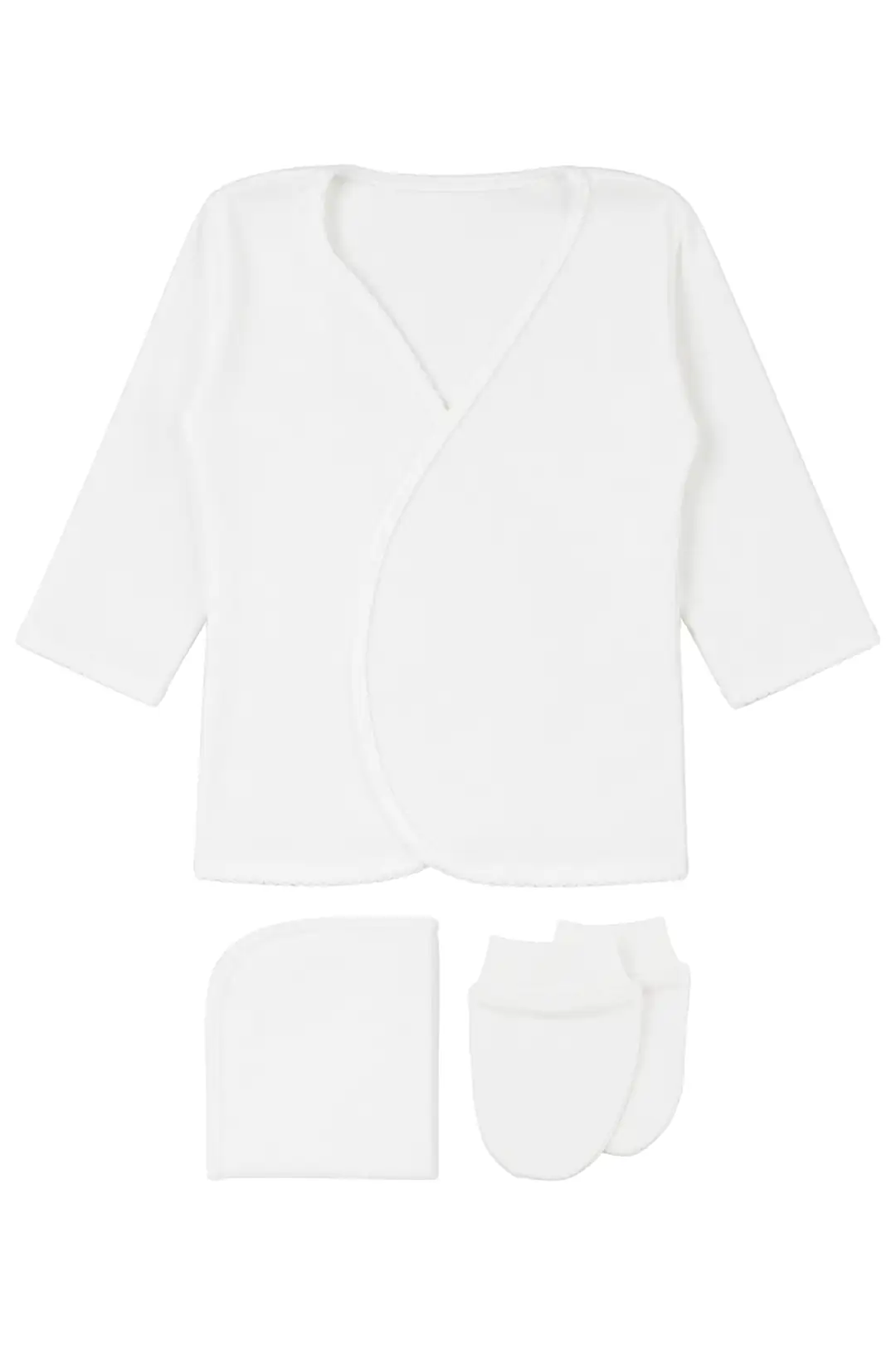 Unisex Ekru Naturel %100 Pamuk 10 Parça Hastane Çıkış Seti 5
