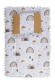 Unisex Beyaz Kahve Gökkuşağı Yıldızlı Müslin Alt Açma Minderi 2