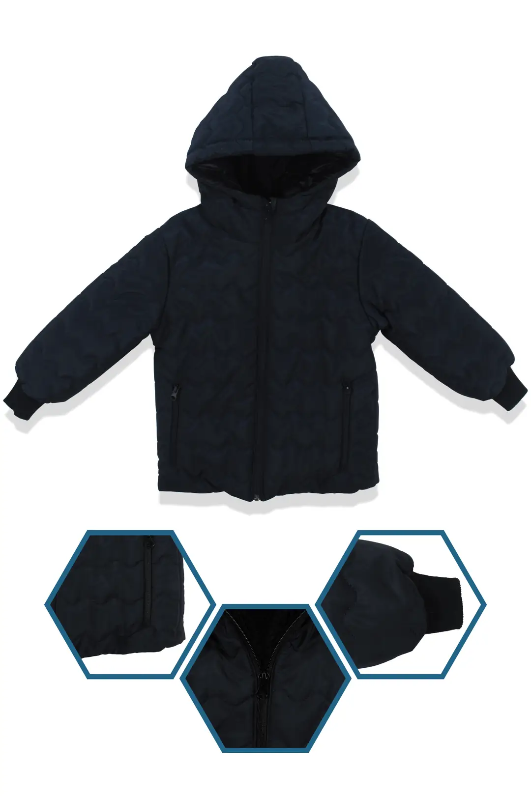 Unisex Lacivert İçi Peluş Kapitoneli Mont 2
