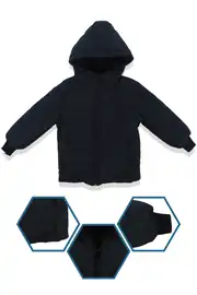 Unisex Lacivert İçi Peluş Kapitoneli Mont 2