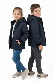 Unisex Lacivert İçi Peluş Kapitoneli Mont 1