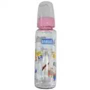 Barum Cam Leylekli Teren Desenli Bebek Biberon Pembe 250 ml 1