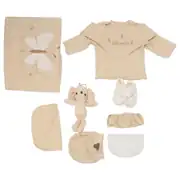 Kız Bebek Bej Kelebek Desenli Tavşan Hediyeli Organik 10 Parça Hastane Çıkış Seti 3