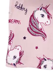 Kız Bebek Somon Gri Simli Pembe Unicorn Desenli Bere 0-6 Ay 2