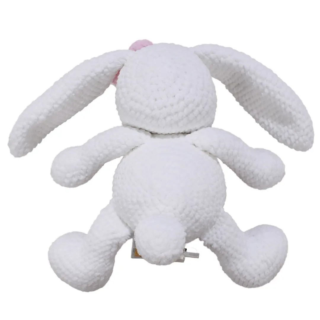 Amigurumi Beyaz Pembe Büyük Tavşan Gece Lambası Pilli Aksesuar Oyuncak 3