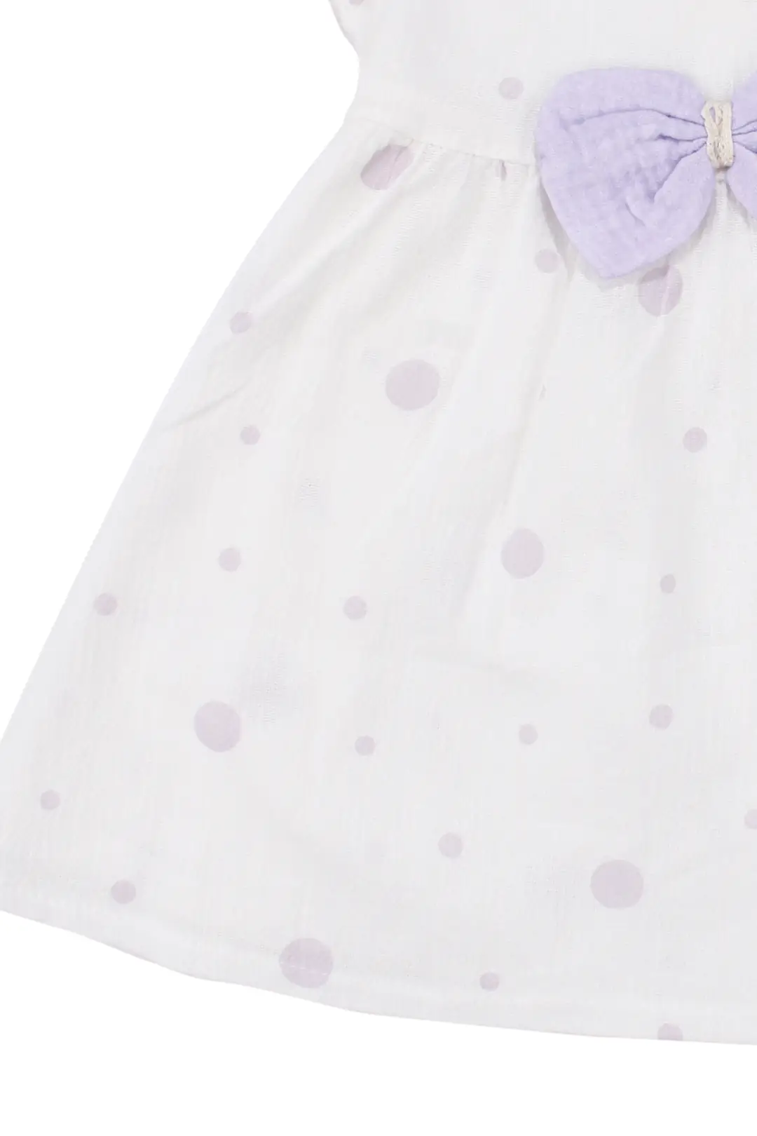 Kız Bebek Ekru Lila Fistolu Bebe Yaka Puanlı Elbise 4