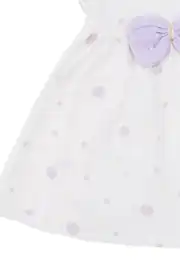 Kız Bebek Ekru Lila Fistolu Bebe Yaka Puanlı Elbise 4