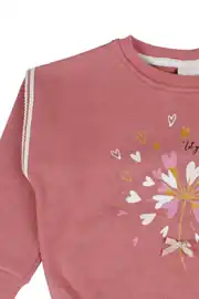 Kız Çocuk Pembe Kalp Baskılı Sweat 2