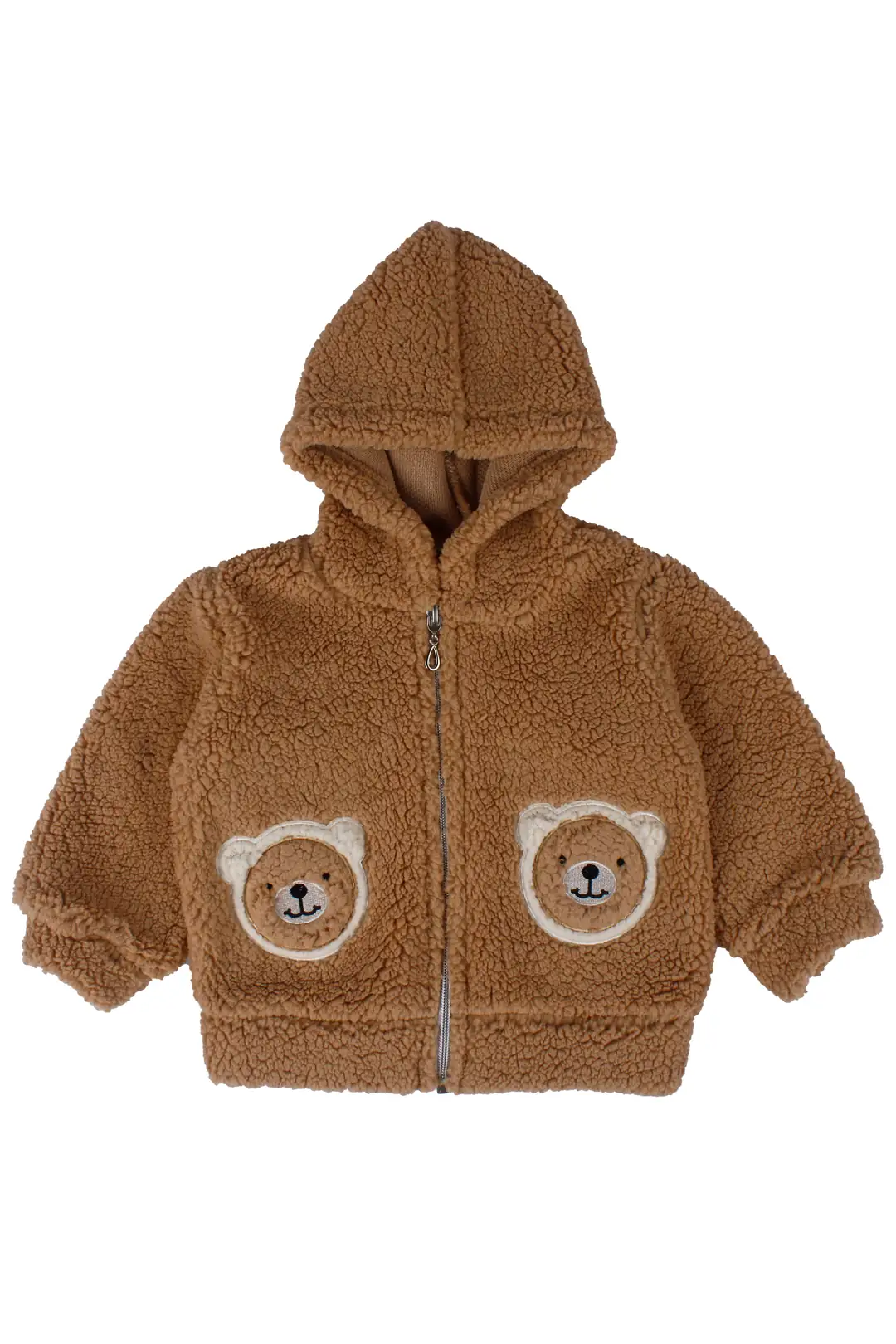 Erkek Bebek Peluş Ayıcık Baskılı Hırka