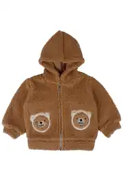 Erkek Bebek Peluş Ayıcık Baskılı Hırka 1