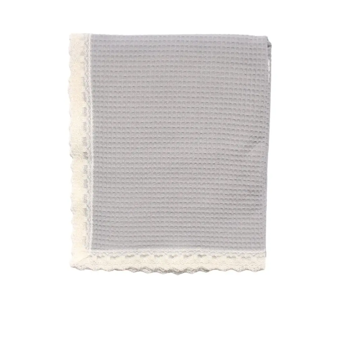 Unisex Gri Dantelli Pike Battaniye 105*120 cm 1