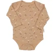 Unisex Kahve Bej Yaprak Desenli 3'lü Zıbın Set 3