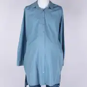 İndigo Düğmeli Hamile Gömlek 2