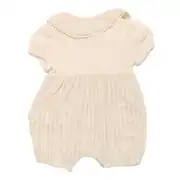 Kız Bebek Bej Müslin Bebe Yaka Fırfırlı Çıtçıtlı Tulum 3