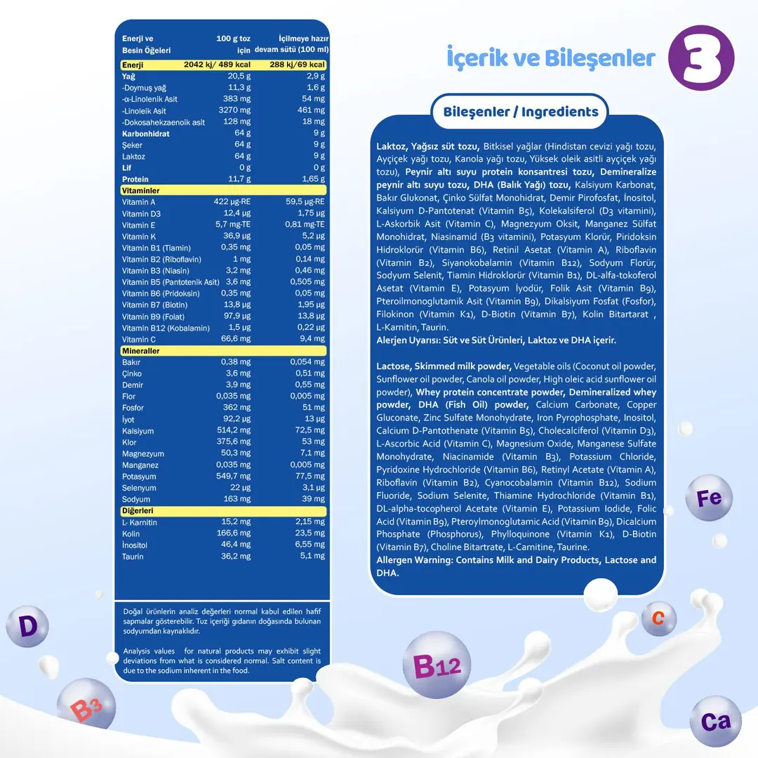 Bebehum 3 Numara Devam Sütü 9-12 Ay 800 gr 6