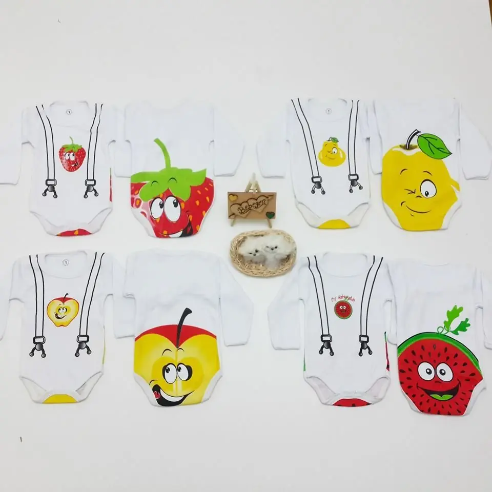 4'lü Meyveli Bebek Zıbın Seti Uzun Kollu 1