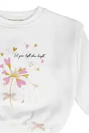 Kız Çocuk Beyaz Kalp Baskılı Sweat 2