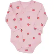 Kız Bebek Pembe Ekru Şeftali Desenli 3'lü Kundak Zıbın Set 4