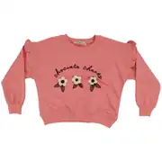 Kız Çocuk Pembe Mavi Çiçek Nakışlı Kot Pantolonlu 2'li Takım 2