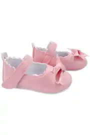 Kız Bebek Pembe Deri Fiyonklu Babet Ayakkabı 2