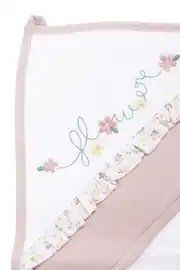 Kız Bebek Beyaz Pembe Çiçek Nakışlı Havlu Bornoz Set 6