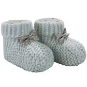 Unisex Gri Puanlı Fiyonklu Triko Patik 0-6 Ay 1