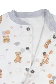 Erkek Bebek Gri Beyaz Yıldız Ayıcık Baskılı 2'li Tulum 2