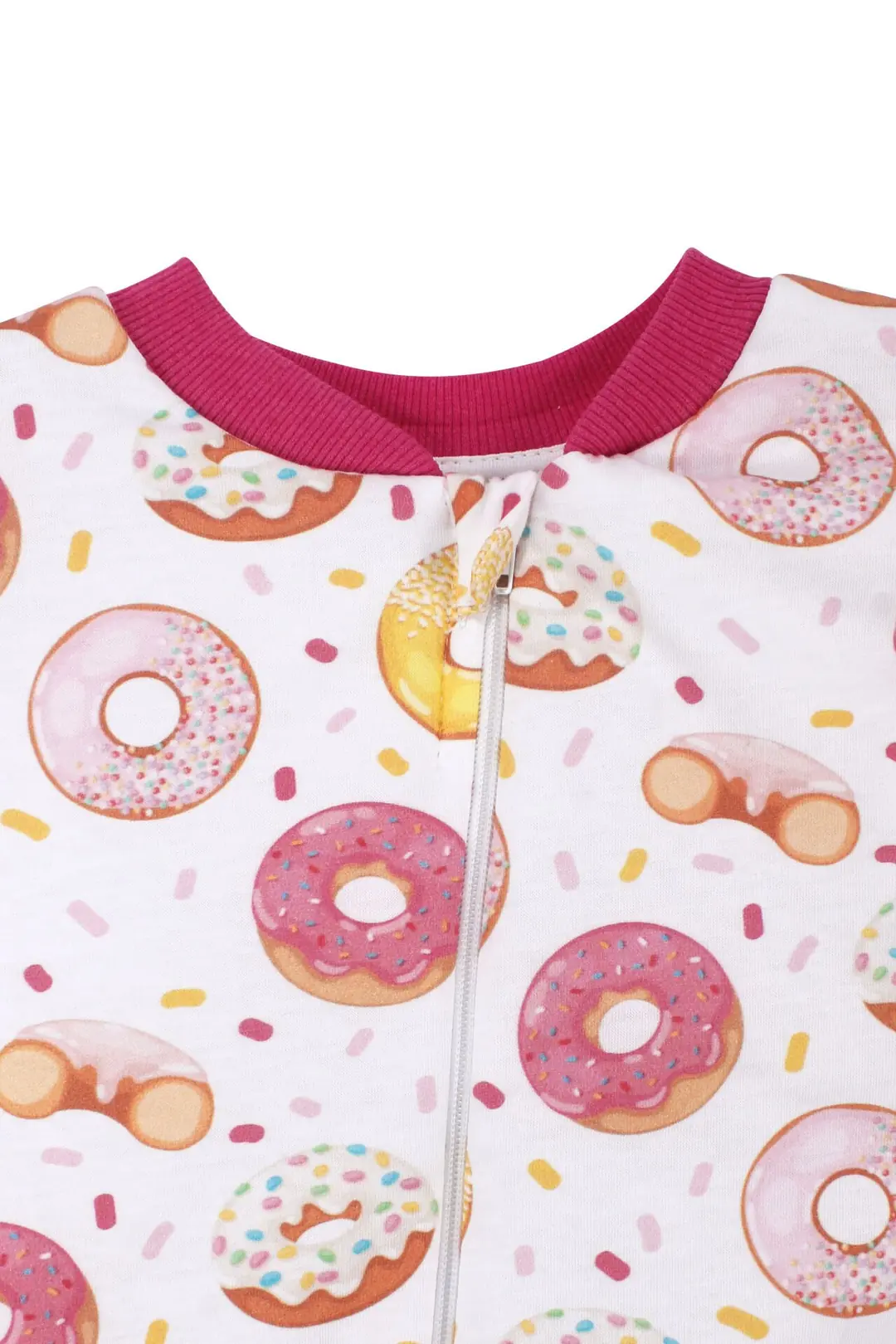 Kız Çoçuk Fuşya Biyeli Pembe Donut Desenli Uyku Tulumu 3
