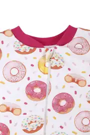 Kız Çoçuk Fuşya Biyeli Pembe Donut Desenli Uyku Tulumu 3