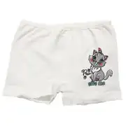 Kız Çocuk Beyaz Kedi Baskılı Düz Boxer 4-5 Yaş 1