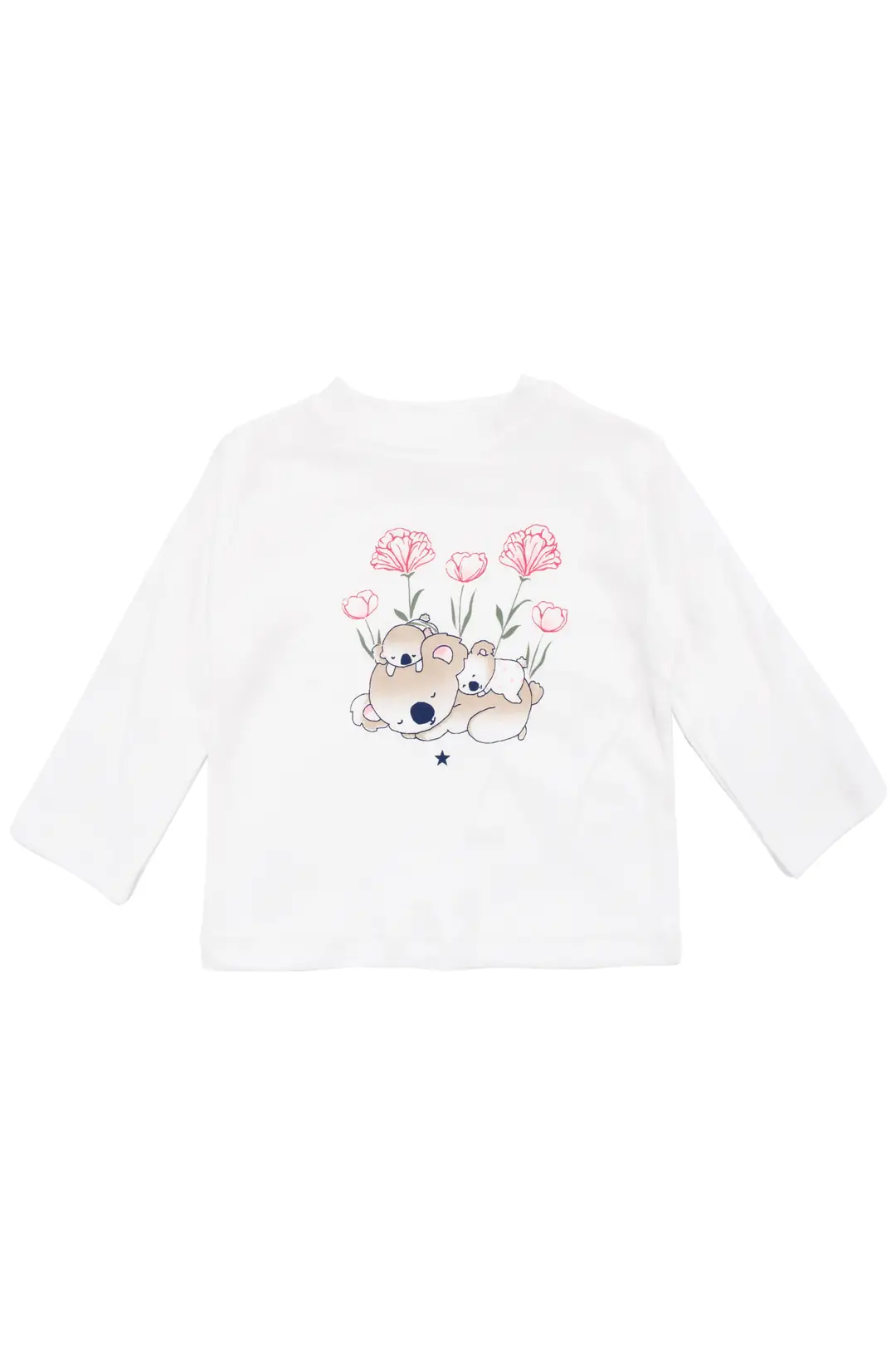 Kız Bebek Pembe Laci Koala Çiçek Nakışlı Kapitone Ceketli 3'lü Takım 3