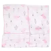 Pembe Tavşanlı Ağaç Desenli Müslin Puset Örtüsü 2