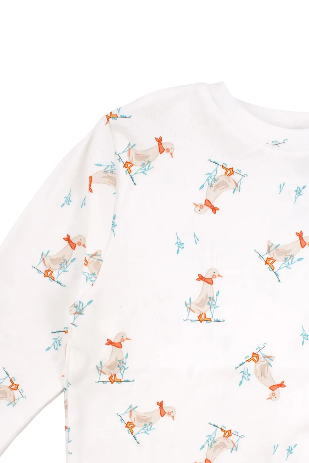 Unisex Ekru Ördek Baskılı Pijama Takımı 4