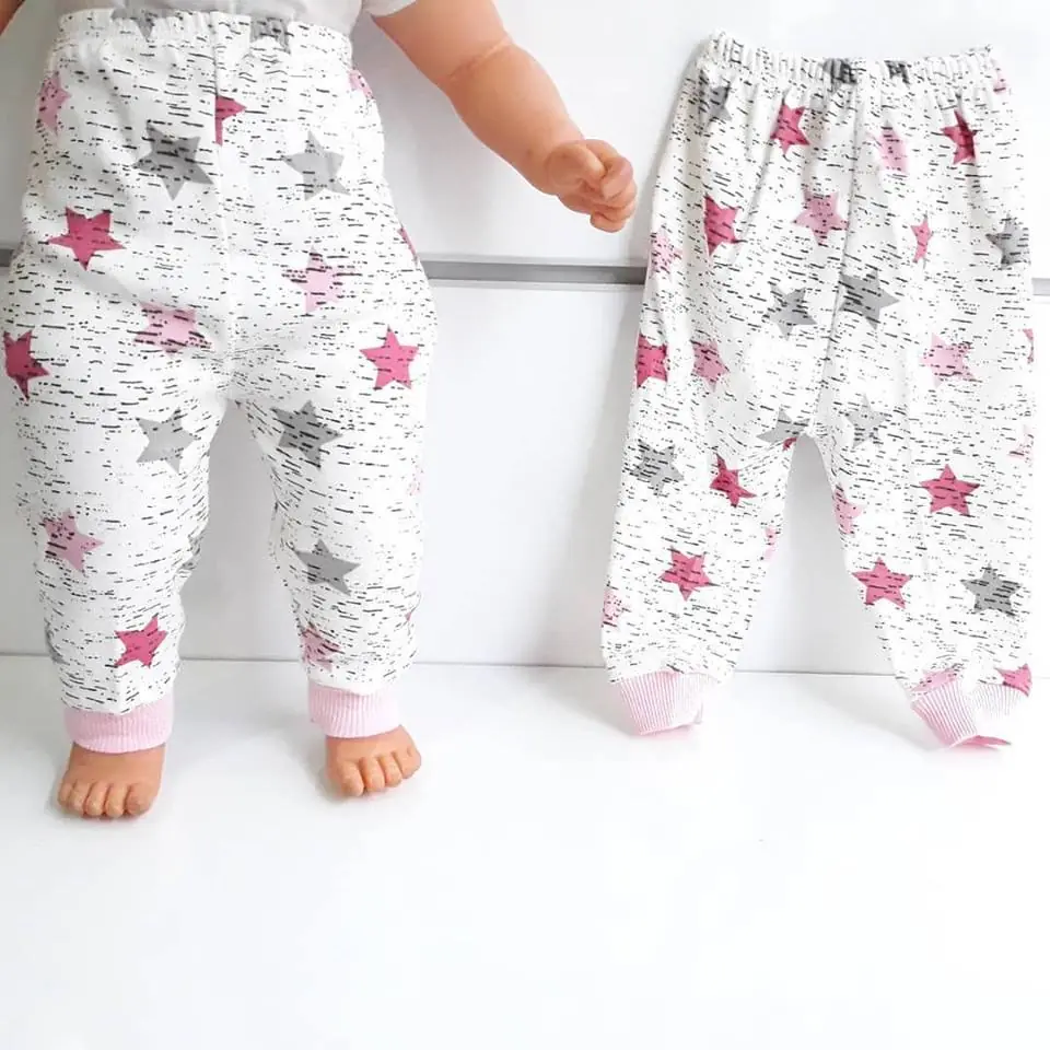 Yıldızlı Pembe Tek Alt Bebek Penye Pijama