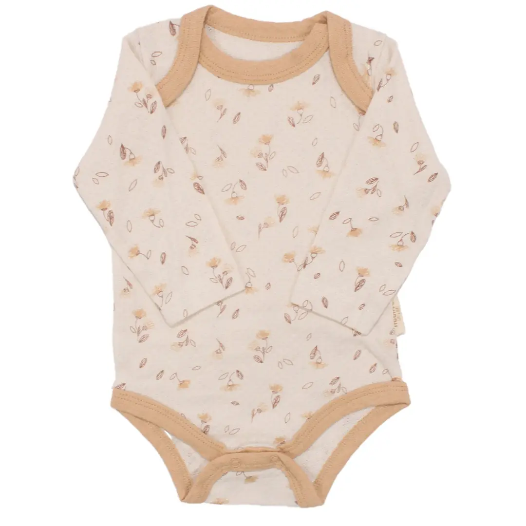 Unisex Kahve Bej Yaprak Desenli 3'lü Zıbın Set 4