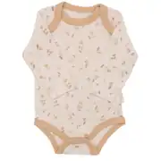 Unisex Kahve Bej Yaprak Desenli 3'lü Zıbın Set 4