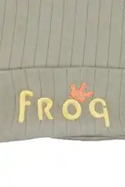 Erkek Bebek Yeşil Sarı Froq Nakışlı Kulaklı Bere 0-12 Ay 2