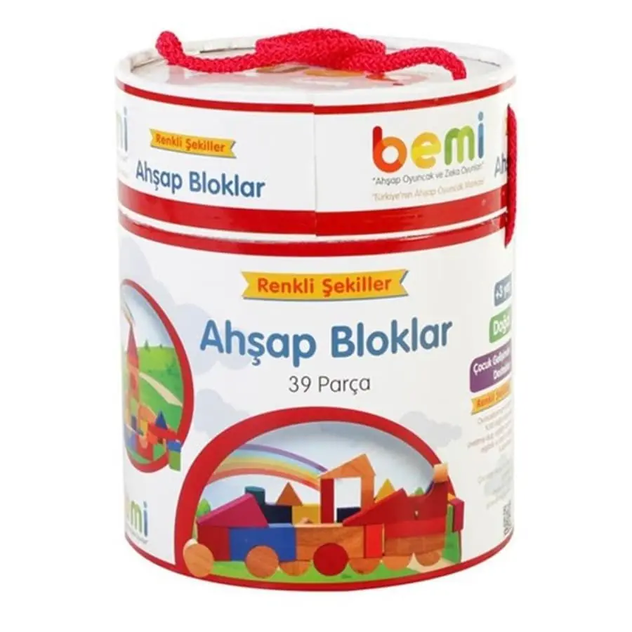 Ahşap Bloklar 39 Parça Renkli Şekiller 1