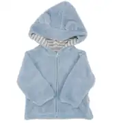Unisex Mavi Peluş Fermuarlı Kapüşonlu Hırka 1