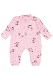 Kız Bebek Pembe Unicorn Desenli Çıtçıtlı Manşetli Tulum 2