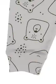 Erkek Bebek Gri Yeşil Ayıcık Desenli Manşetli Tek Alt 3