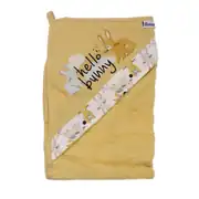 Kız Çocuk Sarı Tavşan Nakışlı Desenli 5 Parça Havlu Bornoz Set 3