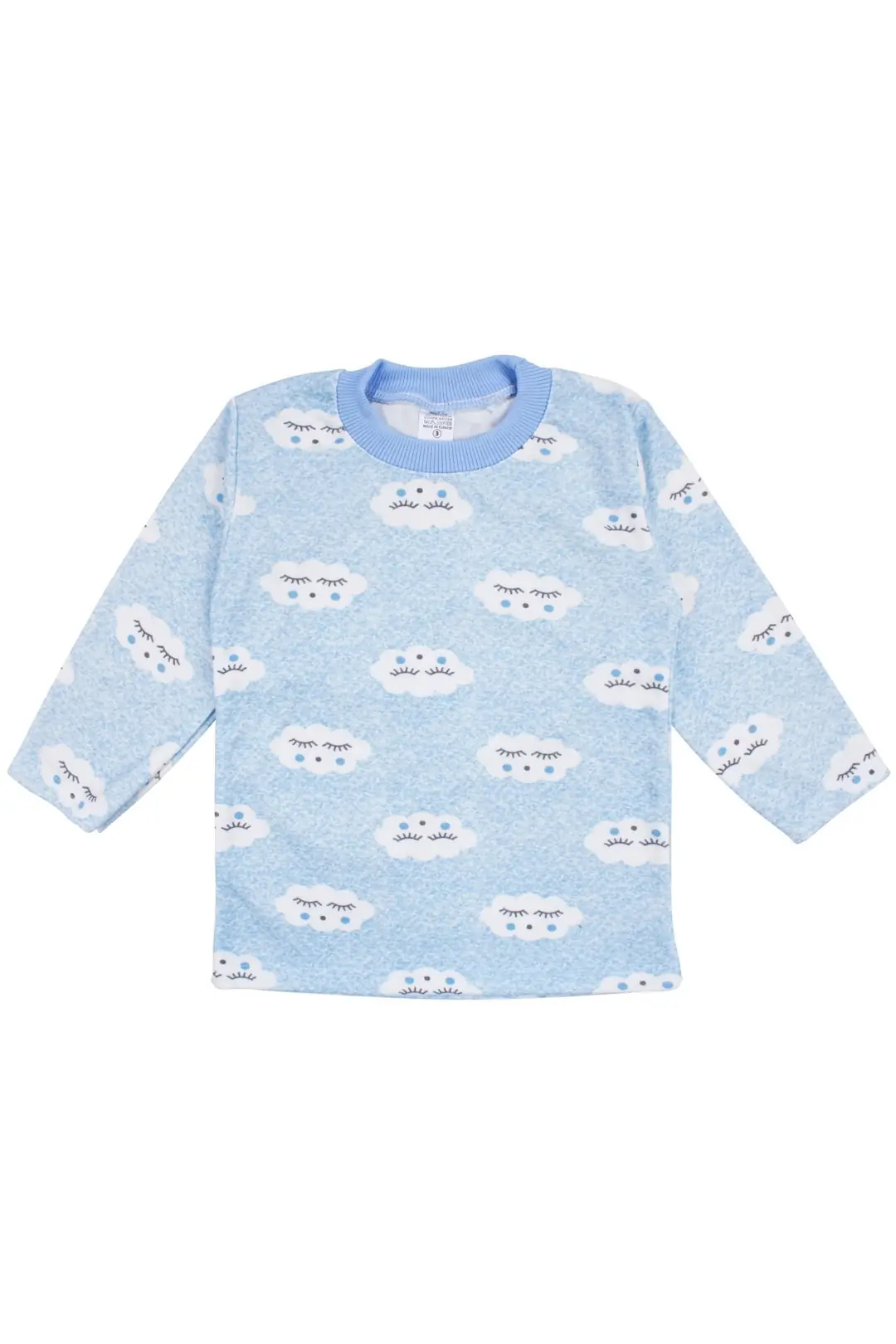Erkek Bebek Bulut Desenli Alt Üst Mavi 2'li Pijama Takım 4