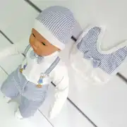 Ayıcık Askılı Papyonlu Mavi 5 li Erkek Bebek Hastane Çıkış Seti 3