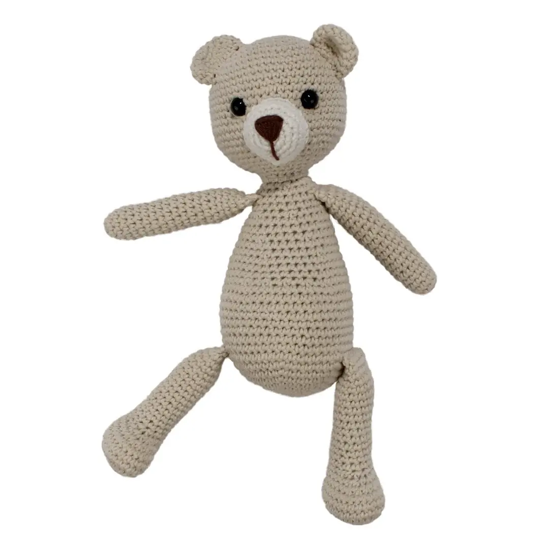 Amigurumi Sevimli Taş Renk Ayıcık Organik Oyuncak 1