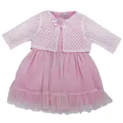 Kız Bebek Pembe Bolerolu Tüllü Fırfırlı Elbise 1